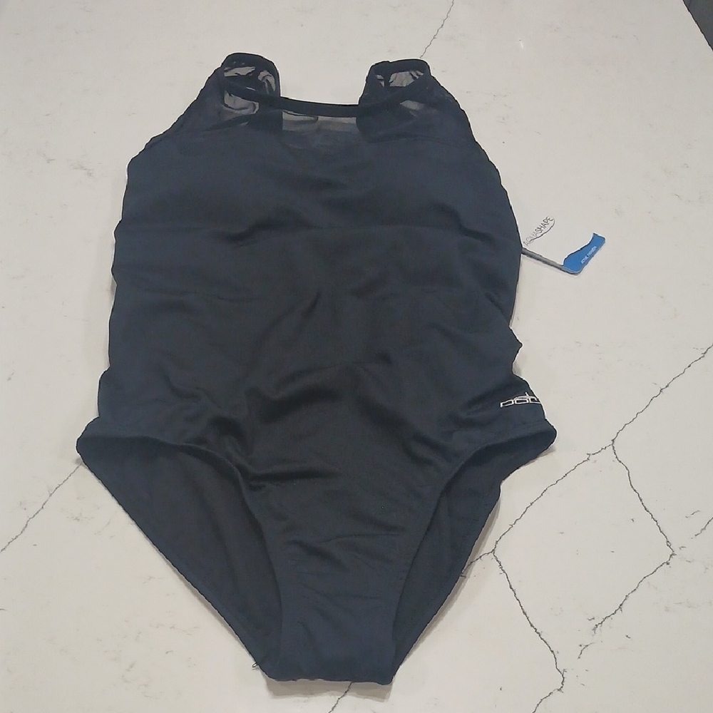 Dolfin Black One Piece Swin Suit Sz12 Padded New With Tag